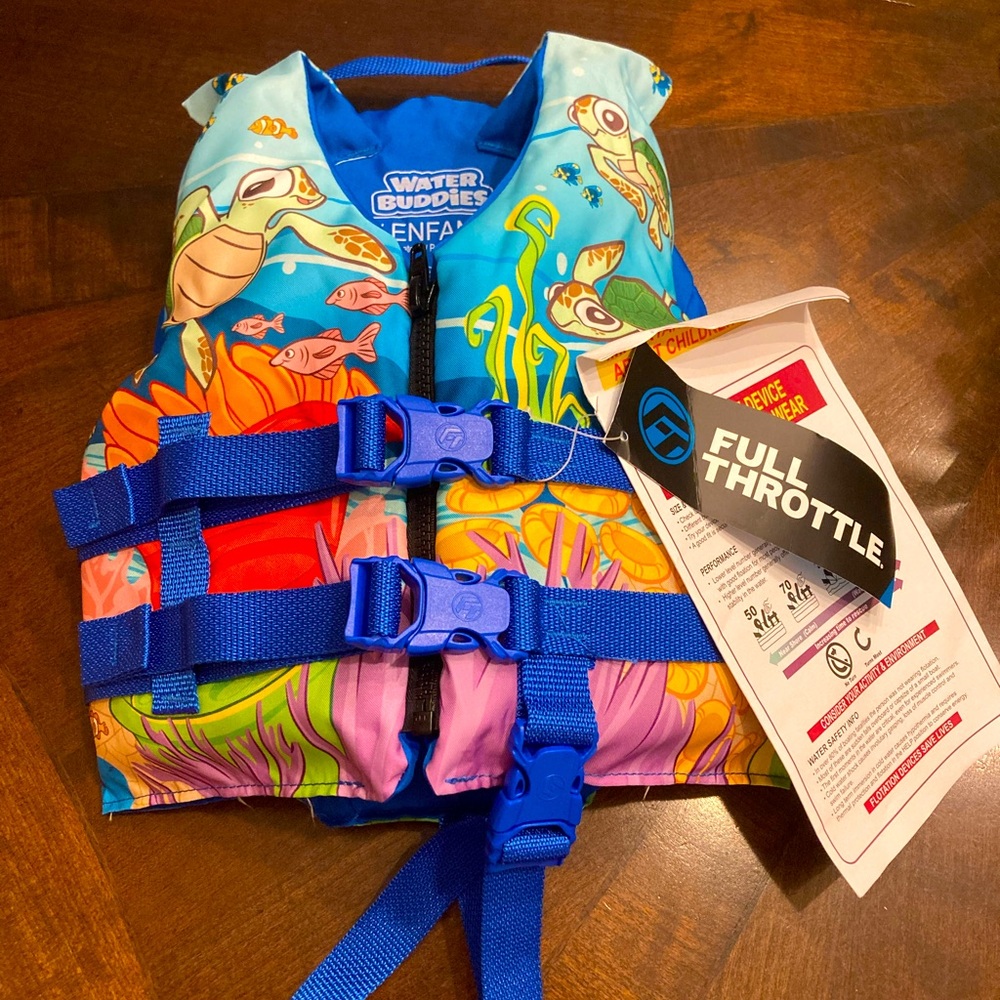 NWT Full Throttle Child Water Buddies Life Vest fits children 35-55 lbs